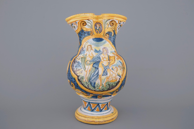 A very large Italian maiolica jug, Pesaro, 18/19th C.