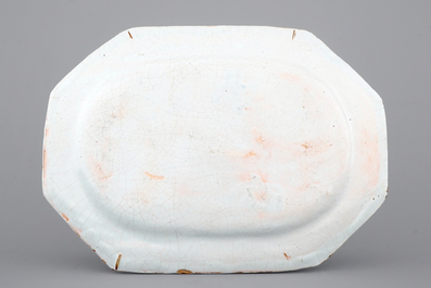 A very large Quimper octagonal blue and white dish, 18th C.