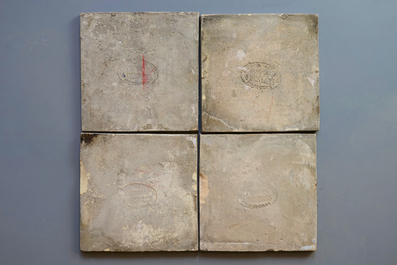 Un ensemble de 32 carreaux fran&ccedil;ais de style perse ou iznik, Fabrique Fourmaintraux &agrave; D&egrave;svres, 19&egrave;me si&egrave;cle