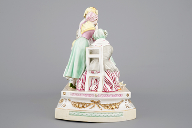 A large porcelain group, L'accordee du village, 19/20th C., after J-B Greuze