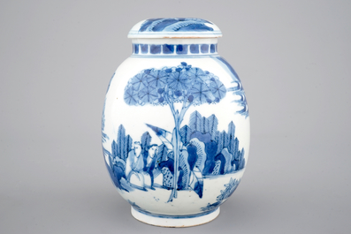 Een Japanse blauw-witte dekselpot, laat 17e eeuw