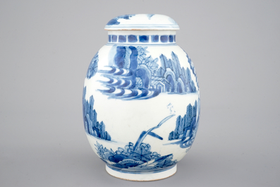 Een Japanse blauw-witte dekselpot, laat 17e eeuw