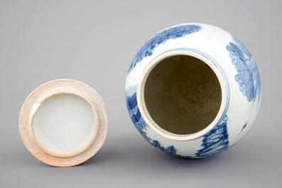 Een Japanse blauw-witte dekselpot, laat 17e eeuw