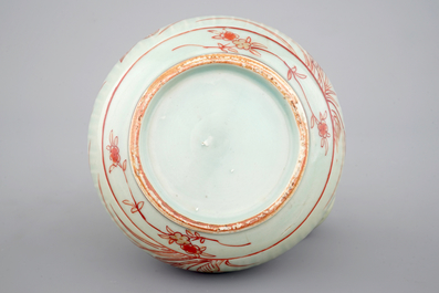 A Japanese Imari celadon ground kendi, 17/18th C.