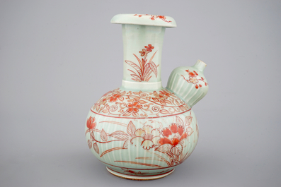 A Japanese Imari celadon ground kendi, 17/18th C.
