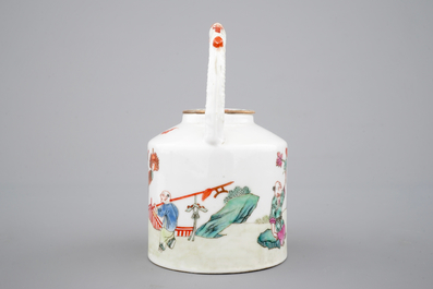A Chinese famille rose overhead-handled teapot, 19th C