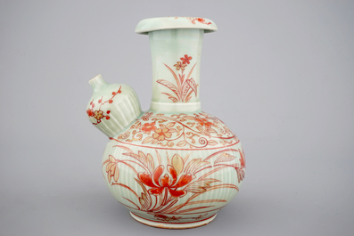 A Japanese Imari celadon ground kendi, 17/18th C.