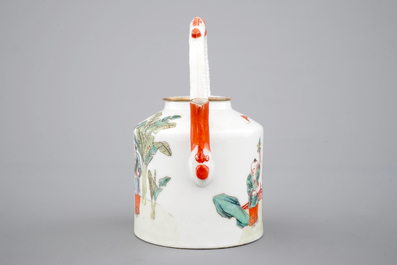 A Chinese famille rose overhead-handled teapot, 19th C
