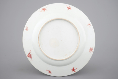 A Chinese famille rose dish after Cornelis Pronk: "Dames au parasol", ca. 1736-1738