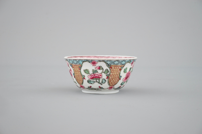 A ruby back semi-eggshell porcelain cup and saucer, Yongzheng