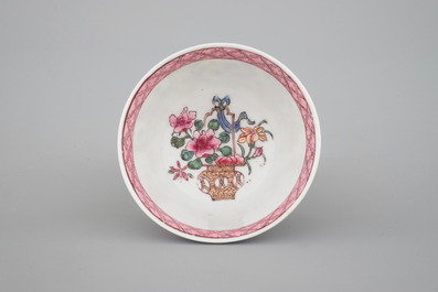 A ruby back semi-eggshell porcelain cup and saucer, Yongzheng