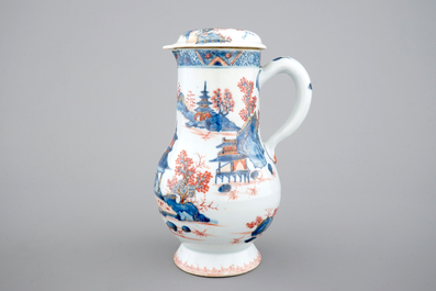 A Chinese export porcelain Imari jug with cover, 18th C.