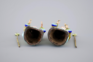 Two Chinese Canton enamel figures of Shou Lao, 18/19th C