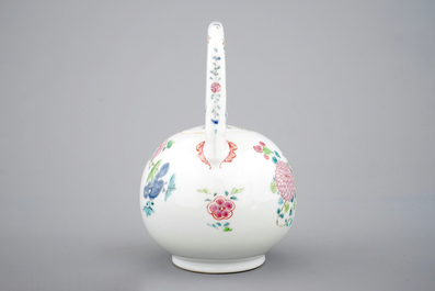 A Chinese famille rose overhead handled teapot, Yongzheng, 1722-1735