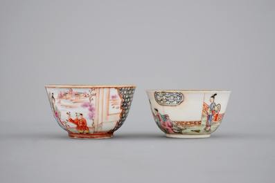 Deux tasses et soucoupes en porcelaine de Chine, &eacute;poque Yongzheng, 1722-1735