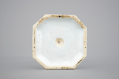 A blue and white Chinese porcelain candlestick, Qianlong, 18th C.