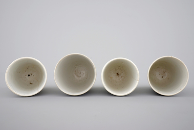 A set of 4 Chinese famille verte wine cups, Kangxi, ca. 1700