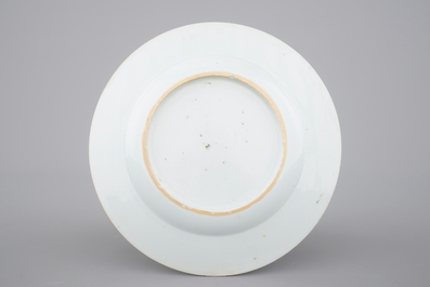 A Chinese porcelain bleu poudr&eacute; and famille verte plate, Kangxi, ca. 1700