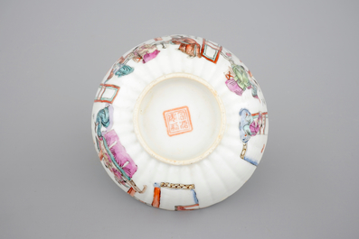 A small Chinese famille rose porcelain erotic subject bowl, 19th C.