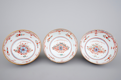 A rare set of six Chinese 'Amsterdam bont' bowls, 18th C.
