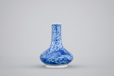 A small Chinese blue and white dragon vase, Yongzheng mark and of the period, 1722-1735