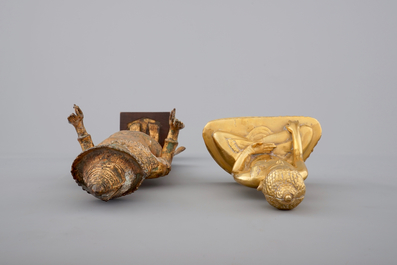 Two Asian gilt Buddha's, one Sino-Tibetan, seated, one standing, Nepalese (?), 19/20th C.