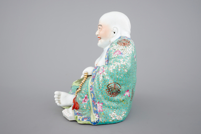 A tall Chinese famille rose porcelain figure of Buddha, 20th C