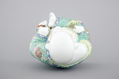 A tall Chinese famille rose porcelain figure of Buddha, 20th C