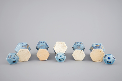 A Chinese porcelain five-piece lavender garniture , Qianlong, 18th C