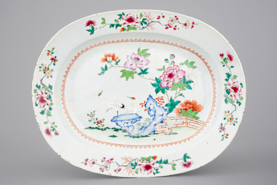 A Chinese famille rose export porcelain tureen on stand, Qianlong, 18th C.