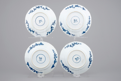 A set of four Chinese blue and white porcelain plates, Kangxi, ca. 1700