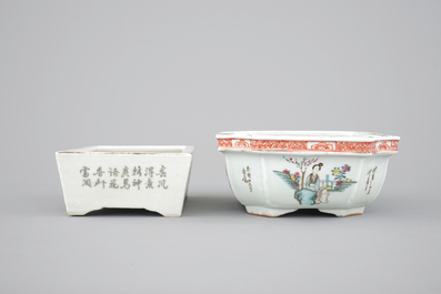 Two Chinese famille rose porcelain bonsai bowls, 19/20th C.