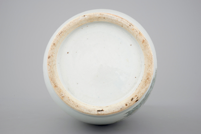 A two-sided Chinese porcelain vase with a garden scene of beauties, ca 1900
