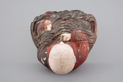 A Japanese painted wood figure of Kukai or Kobo Dashi, Edo period, 17/18th C.