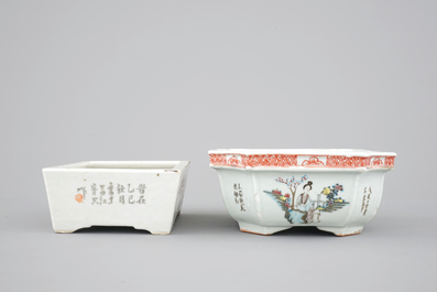 Two Chinese famille rose porcelain bonsai bowls, 19/20th C.