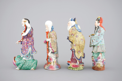 A set of four Chinese famille rose porcelain figures, 19th C.
