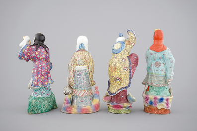 A set of four Chinese famille rose porcelain figures, 19th C.