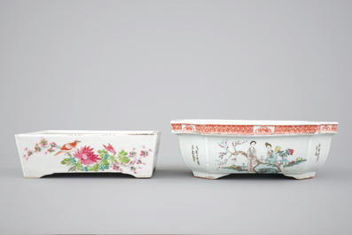 Two Chinese famille rose porcelain bonsai bowls, 19/20th C.