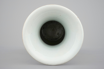 A two-sided Chinese porcelain vase with a garden scene of beauties, ca 1900