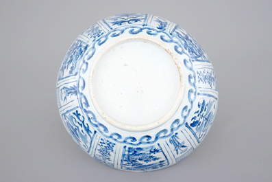 A large Chinese blue and white kraak porcelain bowl, Wan-Li, ca. 1600