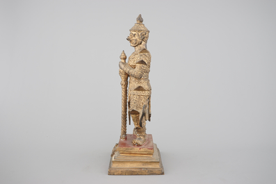 A gilt-lacquered bronze figure of a guardian king (Vessavaṇa), probably Thai, 19th C.