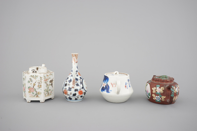 A nice collection of various Chinese famille rose, Canton and Japanese Imari porcelain, 18/19th C.