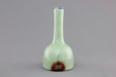 A Chinese mallet-shaped celadon vase with anhua decoration, 18th C.