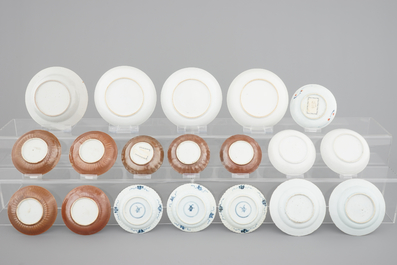 A big lot of Chinese porcelain bowls, cups and saucer, 18th and 19th C. (22 pcs.)