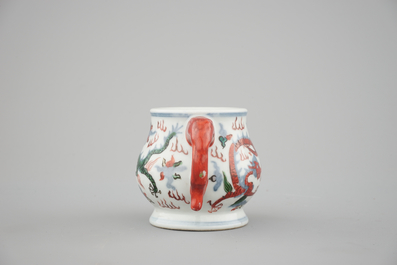 A Chinese wucai porcelain dragon incense burner, 19/20th C.
