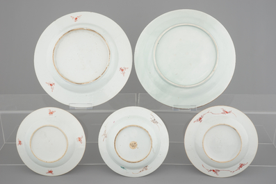 A set of Chinese famille rose porcelain dishes, Yongzheng-Qianlong, 18th C., and a large Samson figural dish, 19th C.