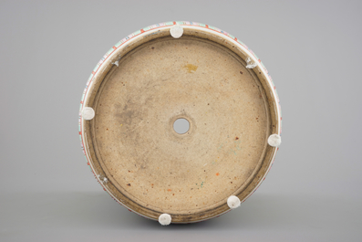 A tall Chinese famille rose yellow ground jardiniere, 19th C.