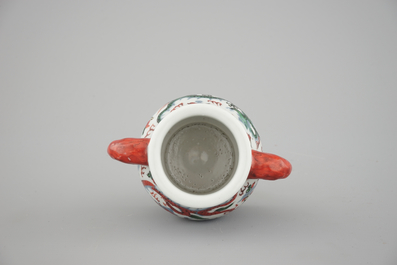 A Chinese wucai porcelain dragon incense burner, 19/20th C.