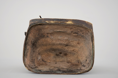 A dark bronze animal subject group, China, Ming Dynasty, 15-16th C.