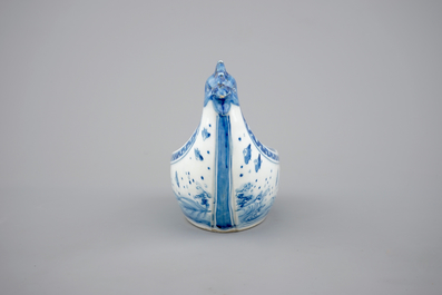 A Japanese Hirado porcelain blue and white chicken-head boat, 19th C.